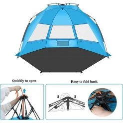 YIDOMDE [Lot De 4] Tente De Plage Pare-soleil Repliable Abris De Plage Protection Solaire UPF 50 Plus UV Parasol Montage Rapide Automatique Pop Up Beach 3 Mesh Fenêtres Autoportrait De Bébé De Plage Instantanée Portative Léger 4.7 Livres,Tent Coins Renfor -Pergola Soldes 65745346 4