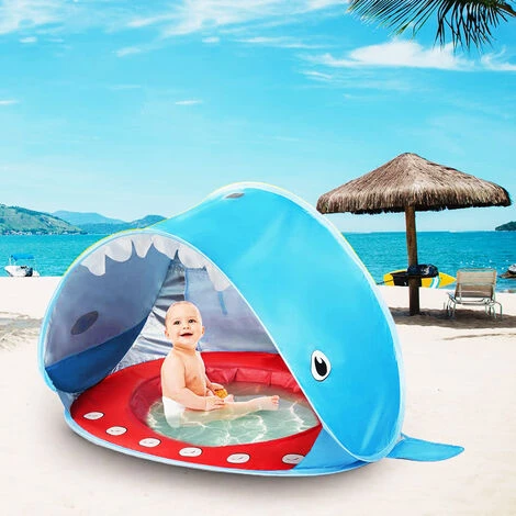 MAGICFOX Tente De Plage Enfant Anti-UV - Structure Pop-up Légère, Tente Composée D’une Piscine Et D’un Auvent - Dimension : 120*80*70cm Bleu 4 MAGICFOX Tente De Plage Enfant Anti-UV - Structure Pop-up Légère, Tente Composée D’une Piscine Et D’un Auvent - Dimension : 120*80*70cm Bleu – Image 2