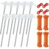 PERLE RARE Piquets De Tente, 10 Piquets De Sol En Métal Robustes, Piquets De Tente De Camping Lumineux Avec Cordons Réfléchissants Et Sac Fourre-tout Pour Auvent De Camping Bâche De Voyage