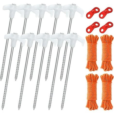 PERLE RARE Piquets De Tente, 10 Piquets De Sol En Métal Robustes, Piquets De Tente De Camping Lumineux Avec Cordons Réfléchissants Et Sac Fourre-tout Pour Auvent De Camping Bâche De Voyage 3 PERLE RARE Piquets De Tente, 10 Piquets De Sol En Métal Robustes, Piquets De Tente De Camping Lumineux Avec Cordons Réfléchissants Et Sac Fourre-tout Pour Auvent De Camping Bâche De Voyage
