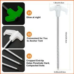 PERLE RARE Piquets De Tente, 10 Piquets De Sol En Métal Robustes, Piquets De Tente De Camping Lumineux Avec Cordons Réfléchissants Et Sac Fourre-tout Pour Auvent De Camping Bâche De Voyage 9 PERLE RARE Piquets De Tente, 10 Piquets De Sol En Métal Robustes, Piquets De Tente De Camping Lumineux Avec Cordons Réfléchissants Et Sac Fourre-tout Pour Auvent De Camping Bâche De Voyage -Pergola Soldes 65797552 3