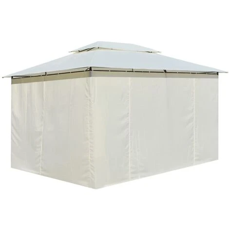 VidaXL Tonnelle Avec Rideaux 4 X 3 M Blanc - Blanc 5 VidaXL Tonnelle Avec Rideaux 4 X 3 M Blanc - Blanc – Image 3