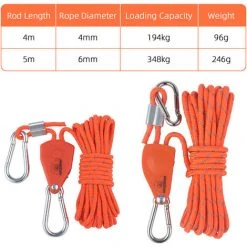 HIKEMAN 4 Mètres Réglable Tente Corde Clip Cintre Lâche-Preuve Renforcé Auvent Coupe-Vent Corde Clip, Noir, 4mm -Pergola Soldes 65892854 2