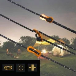 OSQI 6 Pièces Corde De Tente Réfléchissante Corde Tente Camping 4 M X 5 Mm Corde De Tente Noire Avec Tendeur Réglable Pour Les Tentes D'auvent De Camping En Plein Air -Pergola Soldes 65988463 4