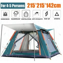 PREMIER Pour 4-5 Personnes Tente De Camping Automatique Portable 215x215cm étanche Résistance UV Abris Soleil Vert -Pergola Soldes 66073885 5
