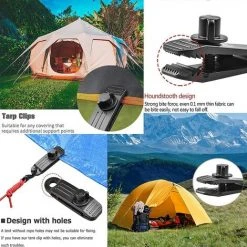 YIDOMDE 24 Pcs Clip De Tente Bâche Avec 12x Pince Pour Bache Et 12x Tendeur Corde Elastique, Pince A Oeillet Pour Bache Camping Accessoires Pour Tentes, Bache Piscine, Bâches, Auvents, Gazebos Tente,A -Pergola Soldes 66141643 5