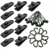 JOORRT Lot De 10 Clips De Bâche Support De Bâche Pour Extérieur Avec Attache En Toile Et Cordon élastique + Mousqueton En Forme De D Pour Bâches, Auvents, Camping, Caravane, Couvertures De Voiture -Pergola Soldes 66165201 1