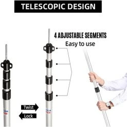 TANCYCO Poteaux De Bâche Télescopiques Poteaux De Tente De Camping Réglables Poteaux De Tente Portables Légers En Aluminium De Remplacement Pour Auvents Auvent Abri Anti-pluie (Rouge 1pcs) -Pergola Soldes 66307371 4