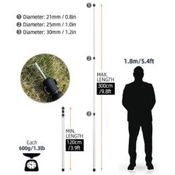 TANCYCO Poteaux De Bâche Télescopiques Poteaux De Tente De Camping Réglables Poteaux De Tente En Aluminium Légers Portables De Remplacement Pour Auvents Auvent Abri Anti-pluie (Noir 1pcs) -Pergola Soldes 66307385 2