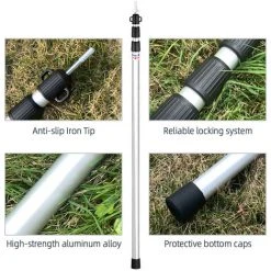 TANCYCO Poteaux De Bâche Télescopiques Poteaux De Tente De Camping Réglables Poteaux De Tente En Aluminium Légers Portables De Remplacement Pour Auvents Auvent Abri Anti-pluie (Noir 1pcs) -Pergola Soldes 66307385 3