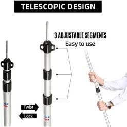 TANCYCO Poteaux De Bâche Télescopiques Poteaux De Tente De Camping Réglables Poteaux De Tente En Aluminium Légers Portables De Remplacement Pour Auvents Auvent Abri Anti-pluie (Noir 1pcs) -Pergola Soldes 66307385 4