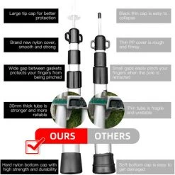 TANCYCO Poteaux De Bâche Télescopiques Poteaux De Tente De Camping Réglables Poteaux De Tente En Aluminium Légers Portables De Remplacement Pour Auvents Auvent Abri Anti-pluie (Noir 1pcs) -Pergola Soldes 66307385 5