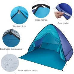 TANCYCO Tente De Plage Automatique Instantanée Pop Up Légère Ombre De Plage Extérieure Abri Soleil Tente Auvent Cabana Avec Sac De Transport -Pergola Soldes 66307405 5