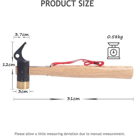 Marteau Multifonction En Acier Pour Tente De Camping Avec Piquet De Tente (30*11cm, Diamètre 30MM)——Adélala 4 Marteau Multifonction En Acier Pour Tente De Camping Avec Piquet De Tente (30*11cm, Diamètre 30MM)——Adélala – Image 2