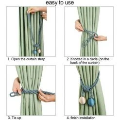 Lot De 2 Embrasses De Rideaux-Embrasse Rideau Tressage Rideaux Boucle Attaches Pour Rideaux-Boucles Pour Rideaux-Accessoires Pour Rideaux Et Stores- Beige + Gris -Adélala -Pergola Soldes 66386192 5