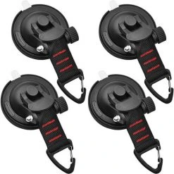 TANCYCO Lot De 4 Crochets De Fixation à Ventouse Pour Auvent De Voiture, Tente De Camping (noir Et Rouge)