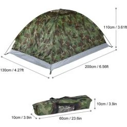 TANCYCO Tente De Camping Pour 2 Personnes Camouflage Portable Extérieur à Une Seule Couche (Camouflage-2 Personnes) -Pergola Soldes 66391448 4