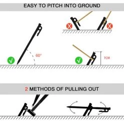 TANCYCO Piquets De Tente En Acier Robuste Avec Crochet Et Trou Pour Auvent De Tente De Camping En Plein Air (R40-6) -Pergola Soldes 66391455 3