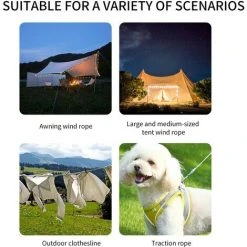 YIDOMDE 4m Cordes Réfléchissante Pour Tente,Cordes Pour Tente Réfléchissante,4 Mm Corde Ficelle Avec Poulie En Alliage De Zinc,Corde Tente Camping,Corde Camping Pour Camping Tente Bâche Randonnée Auvent,vert -Pergola Soldes 66557229 3