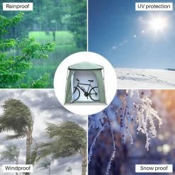 TANCYCO Abri De Rangement Extérieur étanche Pour Vélos, Tente De Vélo Robuste, Gain De Place, Housse De Rangement Pour Outils De Jardin, Sac à Dos, Abri (vert A) -Pergola Soldes 66645906 4