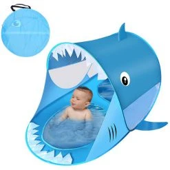 TANCYCO Tente De Camping En Plein Air Tente De Jeu Amusante Tente De Requin Sans Installation Pour Garçons Et Filles Tente De Plage Pour Bébé Tente De Terrain De Jeu Pour Enfants Pare-soleil De Plage Abri De Soleil Avec Piscine Pour Camping Beach Backyard (Bleu, -Pergola Soldes 66645920 2