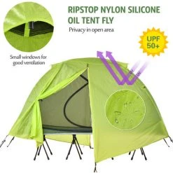 TANCYCO 4 Saisons 1 Personne Double Couche Tente De Randonnée Pliante Haute Et Basse Utilisation Tente De Camping Loin Du Sol Extérieur Moustiquaire Tente Pour La Maison Camping Randonnée Voyage Plage Arrière-cour Randonnée -Pergola Soldes 66645972 3