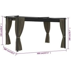 VidaXL Belvédère 4x3 M Taupe - Taupe 9 VidaXL Belvédère 4x3 M Taupe - Taupe -Pergola Soldes 66685398 3