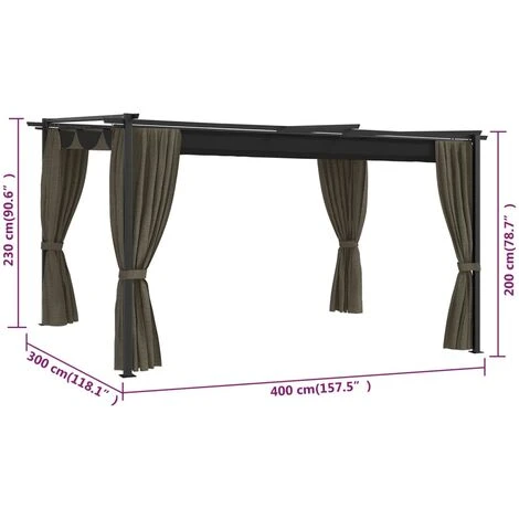 VidaXL Belvédère 4x3 M Taupe - Taupe 5 VidaXL Belvédère 4x3 M Taupe - Taupe – Image 3