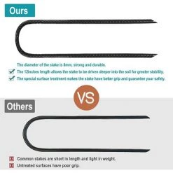 MODOU Lot De 8 Piquets De Trampoline En Acier Galvanisé Avec Crochet En T (noir) -Pergola Soldes 66741847 3