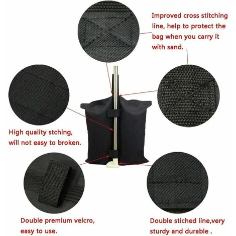 PREMIER Sac De Lestage Robuste De Qualité Industrielle Avec Coutures Doubles Pour Auvent De Tente Dépliable Noir Voir Les Détails Du Produit 4 PREMIER Sac De Lestage Robuste De Qualité Industrielle Avec Coutures Doubles Pour Auvent De Tente Dépliable Noir Voir Les Détails Du Produit – Image 2