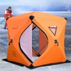 TANCYCO Abri De Pêche Sur Glace Portable Installation Facile Tente De Pêche D'hiver Tente De Pêche Sur Glace Imperméable Et Coupe-vent (Orange) -Pergola Soldes 66805852 3