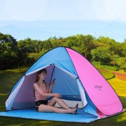 TANCYCO Tente De Camping En Plein Air Pop-up Fun-Play Tent Tente Instantanée Automatique Tente De Protection UV Auvent Pare-soleil Pour Camping Plage Arrière-cour (L, Jaune Et Rose) -Pergola Soldes 66806043 3