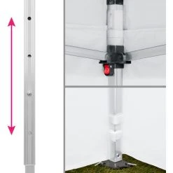 TECTAKE Tonnelle De Jardin Terrasse Pliante Autoportée Réglable 3 X 3 M Structure En Aluminium à 2 Parois Blanc + Sac De Transport - Blanc -Pergola Soldes 66851405 3