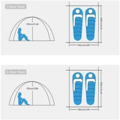 TANCYCO Tente De Camping Pliante Pour 2 Personnes Avec Sac De Transport Installation Facile Pour Les Week-ends En Plein Air (2 Portes, Orange) -Pergola Soldes 66879134 5