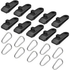 TANCYCO 20 Pcs Tarp Auvent Pince Clips Tente Snaps Attaches Camping Tente Serrer Serrure Grip Pince Avec Mousquetons Et Cordon élastique Pour Camping En Plein Air Agriculture Jardin -Pergola Soldes 66879153 5