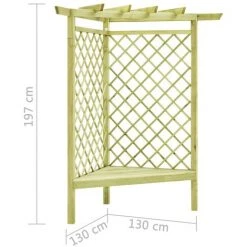 LES TENDANCES Pergola D'angle Avec Siège 130x130x197 Cm Pin Imprégné -Pergola Soldes 66897960 5