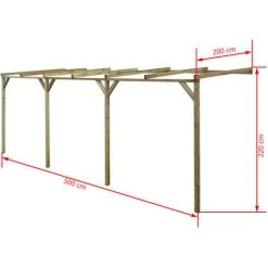 LES TENDANCES Pergola à Appentis 2 X 5 X 2,2 M Bois -Pergola Soldes 66924443 4