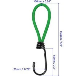 AOUGO Cordon élastique Avec Crochet - Accessoire De Tente De Fixation De Corde De Bâche En Caoutchouc, S'applique à L'extérieur/au Camping/à La Randonnée (6" De Longueur, Vert) -Pergola Soldes 66974668 3