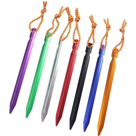 Paquet De 12 Piquets De Tente-tente Extérieure Ciel Rideau Clou Au Sol En Alliage D'aluminium Camping Camping Clou De Tente Audacieux à Trois Tranchants Avec Corde 18cm - Bleu GDRHVFD 7 Paquet De 12 Piquets De Tente-tente Extérieure Ciel Rideau Clou Au Sol En Alliage D'aluminium Camping Camping Clou De Tente Audacieux à Trois Tranchants Avec Corde 18cm - Bleu GDRHVFD – Image 5