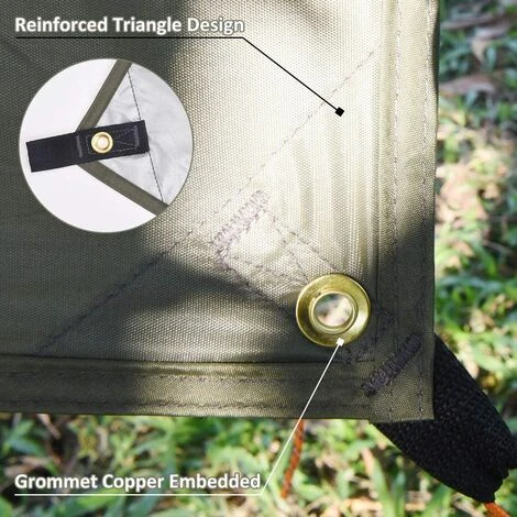 OCXIN Bâche, Bâche Pour Hamac, Bâche Imperméable 3m X 3m Avec Oeillets + 6 Piquets De Sol + 6 Cordes, Protection Pluie Protection Solaire Sous-couche Tente Hamac Pour Camping Extérieur 5 OCXIN Bâche, Bâche Pour Hamac, Bâche Imperméable 3m X 3m Avec Oeillets + 6 Piquets De Sol + 6 Cordes, Protection Pluie Protection Solaire Sous-couche Tente Hamac Pour Camping Extérieur – Image 3