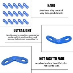 LADACèE Tendeur De Corde, Tendeur De Corde Camping, 2 Trous Alliage D’Aluminium Ajusteur De Corde à Vent Tendure, Pour Tente Bâche Randonnée Camping, Bleu, 15 Pièces -Pergola Soldes 67143904 3