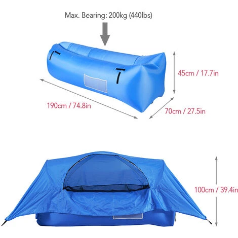TANCYCO Tente De Lit Gonflable 2 En 1 Canapé Gonflable Avec Auvent Portable Camping En Plein Air Tente De Suspension Lit Pneumatique Pour Sac à Dos Randonnée Arrière-cour (vert Armée) 6 TANCYCO Tente De Lit Gonflable 2 En 1 Canapé Gonflable Avec Auvent Portable Camping En Plein Air Tente De Suspension Lit Pneumatique Pour Sac à Dos Randonnée Arrière-cour (vert Armée) – Image 4