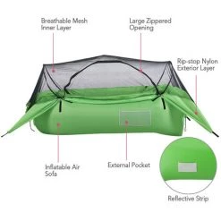 TANCYCO Tente De Lit Gonflable 2 En 1 Canapé Gonflable Avec Auvent Portable Camping En Plein Air Tente De Suspension Lit Pneumatique Pour Sac à Dos Randonnée Arrière-cour (vert Armée) -Pergola Soldes 67145054 5