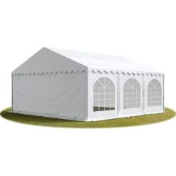 INTENT24.FR Tente Barnum De Réception 6x6 M Ignifugee PREMIUM Bâches Amovibles PVC Env. 500g/m² Blanc Cadre De Sol Jardin - Blanc