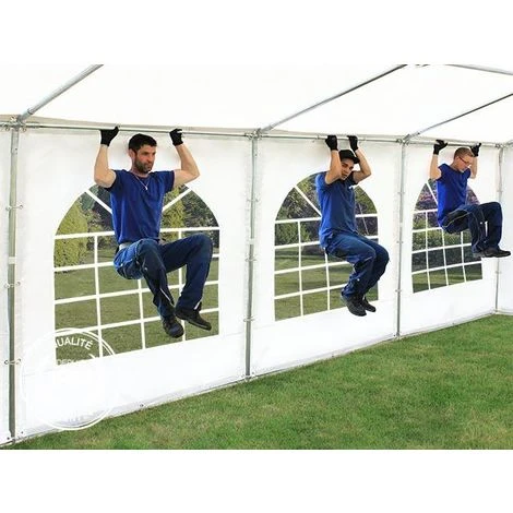 INTENT24.FR Tente Barnum De Réception 6x6 M Ignifugee PREMIUM Bâches Amovibles PVC Env. 500g/m² Blanc Cadre De Sol Jardin - Blanc 6 INTENT24.FR Tente Barnum De Réception 6x6 M Ignifugee PREMIUM Bâches Amovibles PVC Env. 500g/m² Blanc Cadre De Sol Jardin - Blanc – Image 4