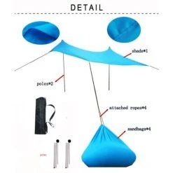YIDOMDE Family Beach Pop-up Family Beach Ombre Pour La Cour, Les Parcs De Pique-nique (bleu 210*160*150cm, 2 Pôles) -Pergola Soldes 67166667 3
