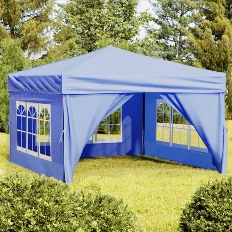 TRUE DEAL Tente De Réception Pliable Avec Parois Bleu 3x3 M 3 TRUE DEAL Tente De Réception Pliable Avec Parois Bleu 3x3 M
