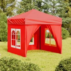 TRUE DEAL Tente De Réception Pliable Avec Parois Rouge 2x2 M