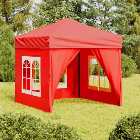 TRUE DEAL Tente De Réception Pliable Avec Parois Rouge 2x2 M 3 TRUE DEAL Tente De Réception Pliable Avec Parois Rouge 2x2 M
