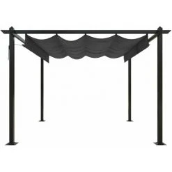 TRUE DEAL Tonnelle De Jardin Avec Toit Rétractable 3x3 M Anthracite -Pergola Soldes 67300647 3